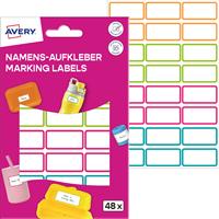 Foil, self-adhesive, school, 31x15 mm, handwritable, colored, AVERY ZWECKFORM, 48 foils/pack